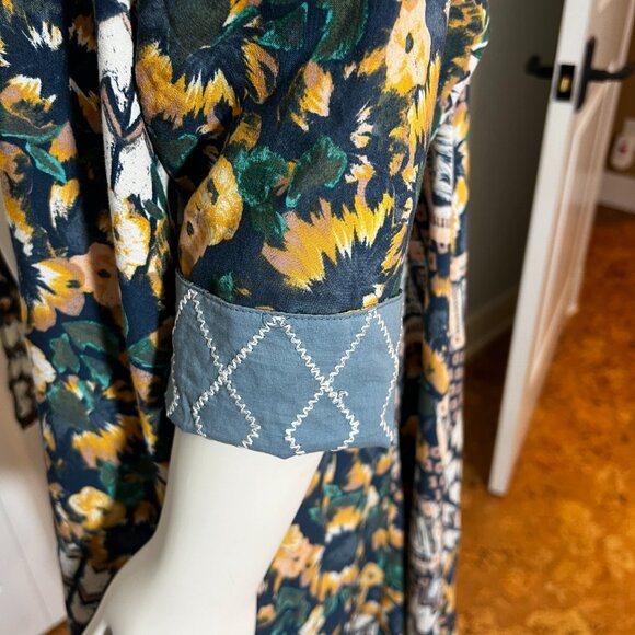 O’Neil Green Bohemian Boho Long Duster Open Front Cardigan Cover Up M/L - Picture 6 of 6